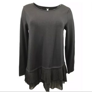 Kensie Sweatshirt Pleated hem soft knit bl…